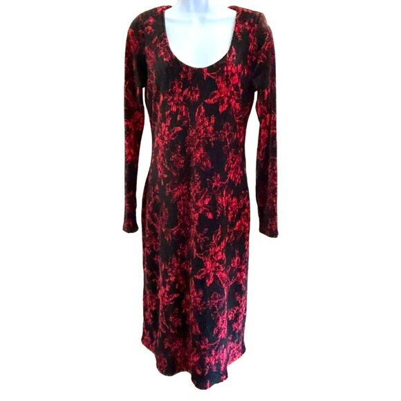 Anthropologie HD In Paris Black Red Diedre Velvet Column Dress Size Medium NWT - Picture 1 of 5